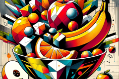 Hip-Hop Cubist Still Life -A-bowl-of-fruit